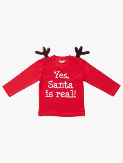 Overdele|LucaLola Luca & Lola Baby Langærmet t-shirt Santa Is Real Deer, Red