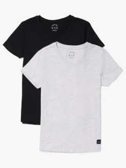 Overdele|LucaLola Luca & Lola Desiderio T-Shirt 2-pak, Anthracite/Grey Melange Sort/Grå