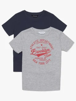 Overdele|LucaLola Luca & Lola Paulo T-Shirt 2-pak, Grey Melange/Navy Grå/Blå