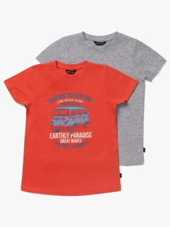 Overdele|LucaLola Luca & Lola Riccione T-Shirt 2-pak, Red/Grey Melange Rød/Grå