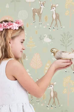 Interiør|Majvillan Tapet Golden Woods, Dusty Green Grøn/Flerfarvet