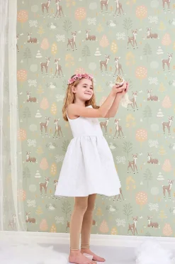 Interiør|Majvillan Tapet Golden Woods, Dusty Green Grøn/Flerfarvet