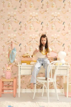 Interiør|Majvillan Tapet Mermaid Reef, Sweet Pink Flerfarvet/Lyserød