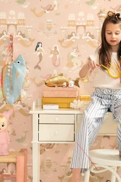 Interiør|Majvillan Tapet Mermaid Reef, Sweet Pink Flerfarvet/Lyserød