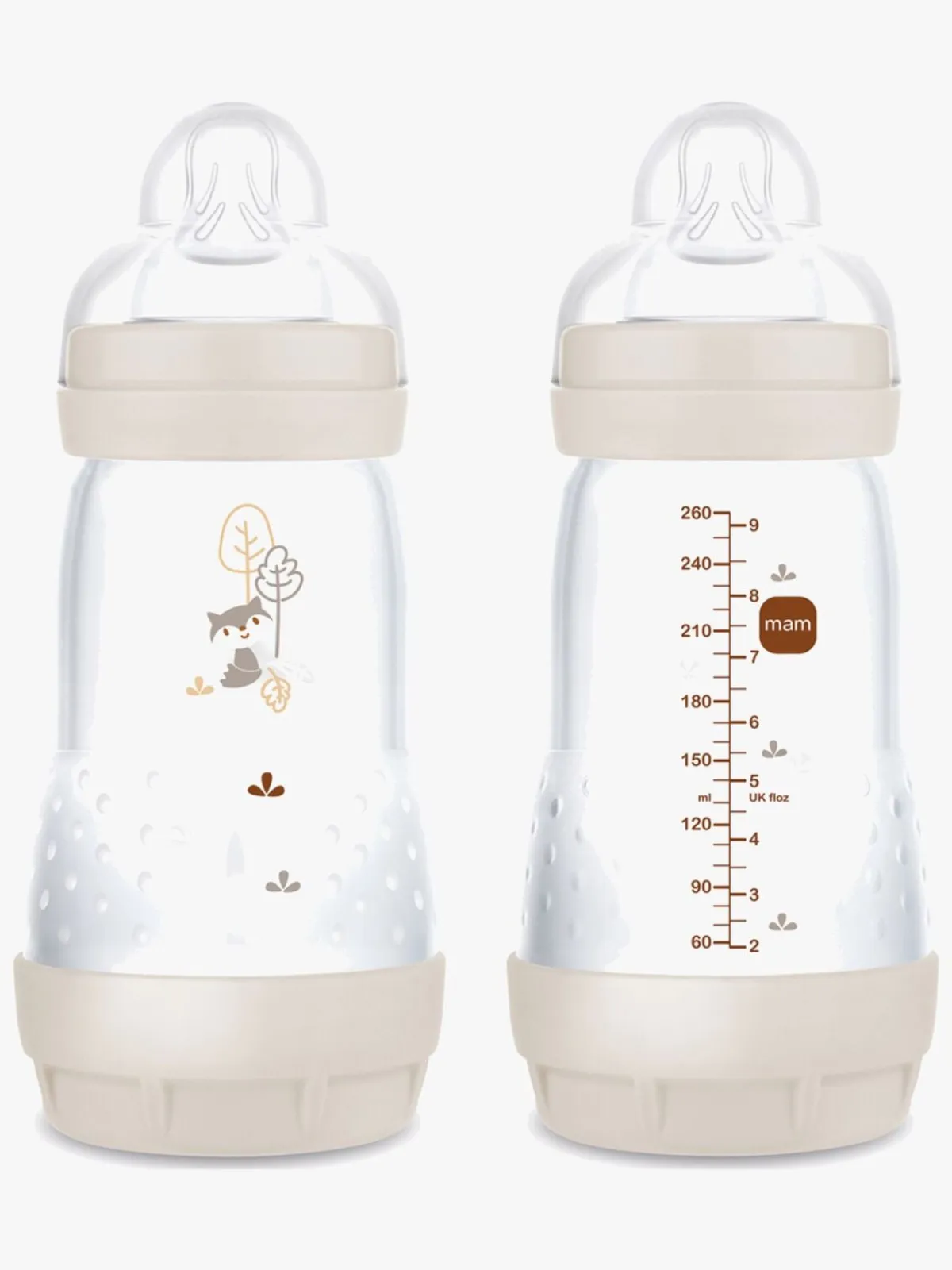 MAM Sutter & Suttesnore|Spisetid-Air Naturgummi Sutter 16-36m & Easy Start Sutteflaske Anti-kolik 260 ml, Neutral