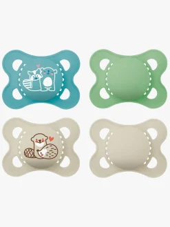 Sutter & Suttesnore|MAM Original Naturgummi Sutter 0-6m 4-pak, Blå/Neutral