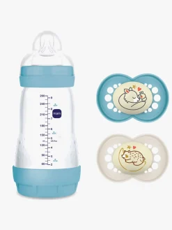 MAM Spisetid-Original Night Silikone Sutter 2-pak & Easy Start Sutteflaske Anti-kolik 260 ml, Blå