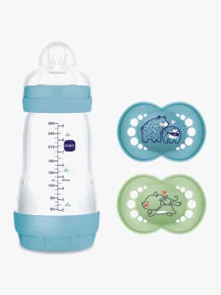 Spisetid|MAM Original Silikone Sut 16-36 mdr. 2-pak & Easy Start Sutteflaske Anti-Kolik 260 ml, Blå