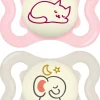 MAM Sutter & Suttesnore-Supreme Night Silikone Sut 0-6m 2-pak, Pink/Neutral
