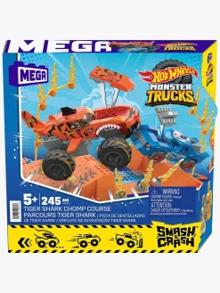 Legetøjsbiler & -Fartøjer|HotWheels Mega Hot Wheels Bilsæt Smash N Crash Tiger Shark Chomp Course, 245 dele