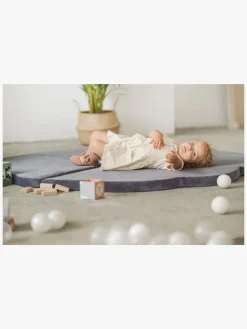 Interiør|Meowbaby Foam Sammenklappelig Legetæppe Velour 160x160, Blå-grå