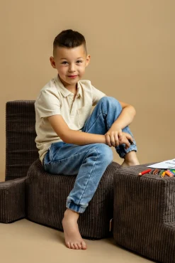 Børn Meowbaby Børnemøbler-Foam Sæt 3 Elementer Kraftig Fløjl, Brun