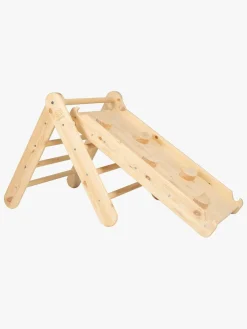 Børn Meowbaby Børnemøbler-Klatretrekant med Klatrevæg, Natur