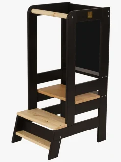 Børn Meowbaby Børnemøbler-Læringstårn med Tegnetavle, Sort/Natur