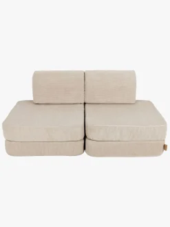 Børnemøbler|Meowbaby Play Pocket Bygbar Sofa Basic Slimcord 120x60, Ecru