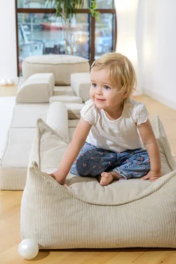 Børn Meowbaby Børnemøbler-Puf Kvadrat Slimcord, Sandfarvet