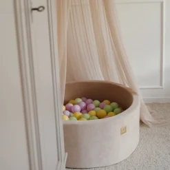 Meowbaby Boldbassiner- Rundt Boldbassin Fløjl 30x90, Ecru