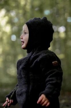 Børn MikkLine Tilbehør|Uldtøj-Mikk-Line Elefanthue Merinould, Dark Brown Melange