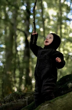 Børn MikkLine Tilbehør|Uldtøj-Mikk-Line Elefanthue Merinould, Dark Brown Melange