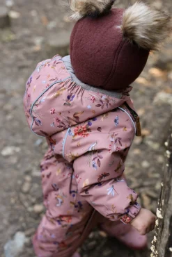 Børn MikkLine Tilbehør|Uldtøj-Mikk-Line Elefanthue Merinould med Pomponer, Rum Raisin