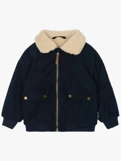 Børn MikkLine Overtøj|Vintertøj-Mikk-Line Manchesterjakke med Teddyfor, Blue Nights