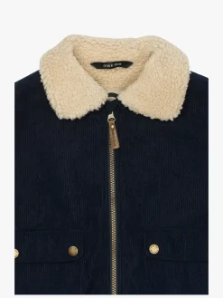 Børn MikkLine Overtøj|Vintertøj-Mikk-Line Manchesterjakke med Teddyfor, Blue Nights