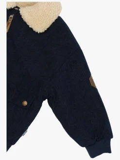 Børn MikkLine Overtøj|Vintertøj-Mikk-Line Manchesterjakke med Teddyfor, Blue Nights