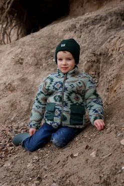 Børn MikkLine Fleecetøj-Mikk-Line Teddy-jakke, Balsam Green