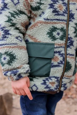 Børn MikkLine Fleecetøj-Mikk-Line Teddy-jakke, Balsam Green