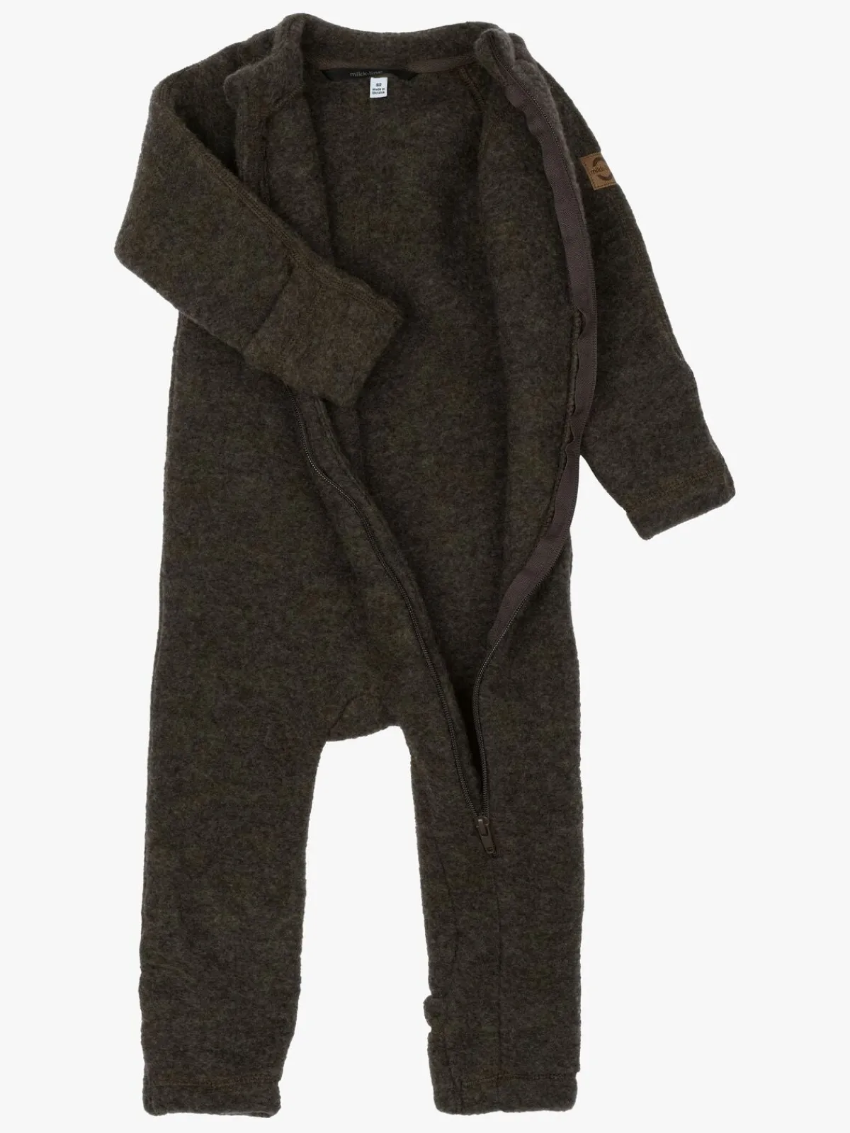 Børn MikkLine Heldragter|Uldtøj-Mikk-Line Ulddragt Merino, Dark Brown Melange