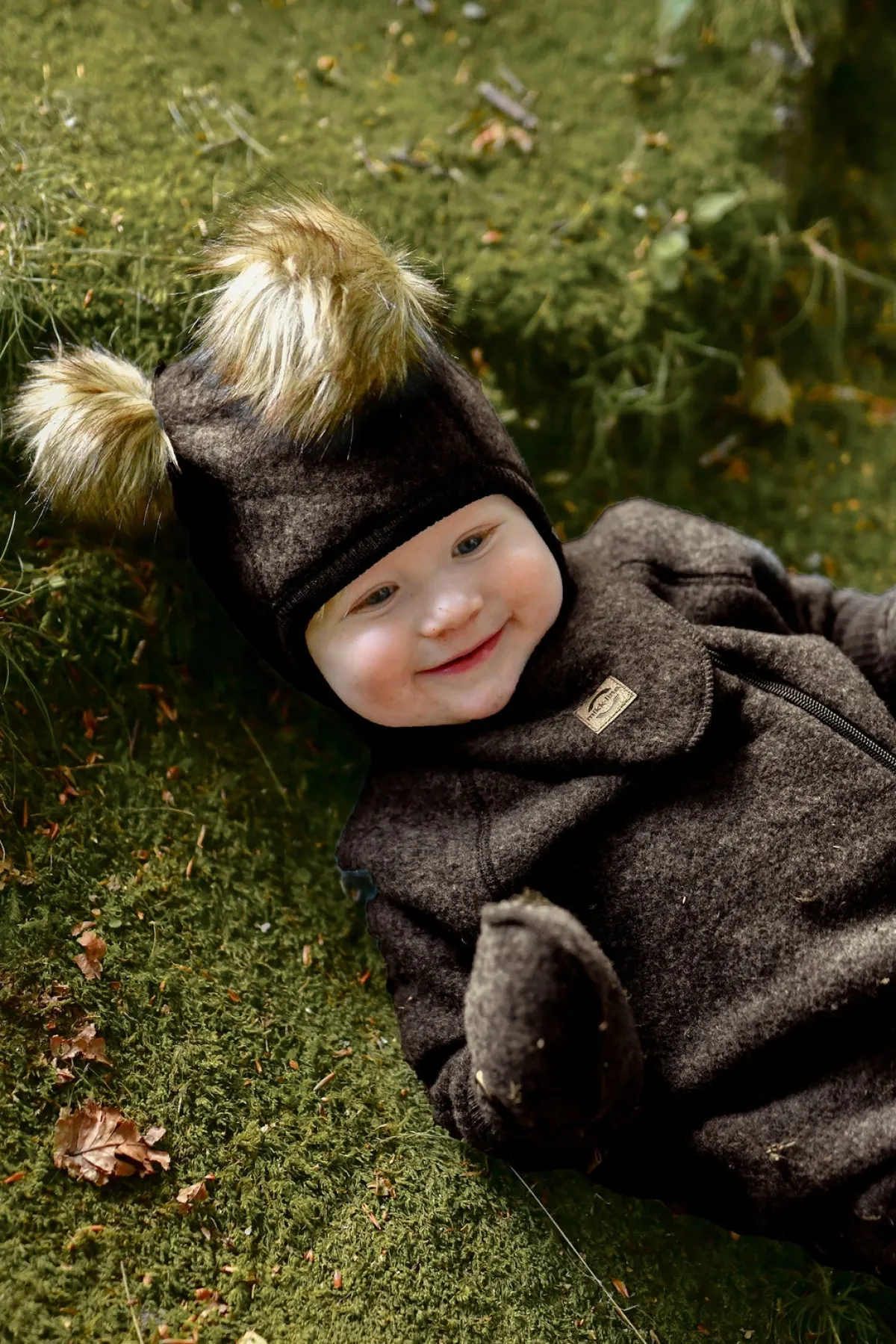 Børn MikkLine Heldragter|Uldtøj-Mikk-Line Ulddragt Merino, Dark Brown Melange