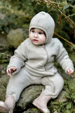 Børn MikkLine Heldragter|Uldtøj-Mikk-Line Ulddragt Merino, Melange Offwhite