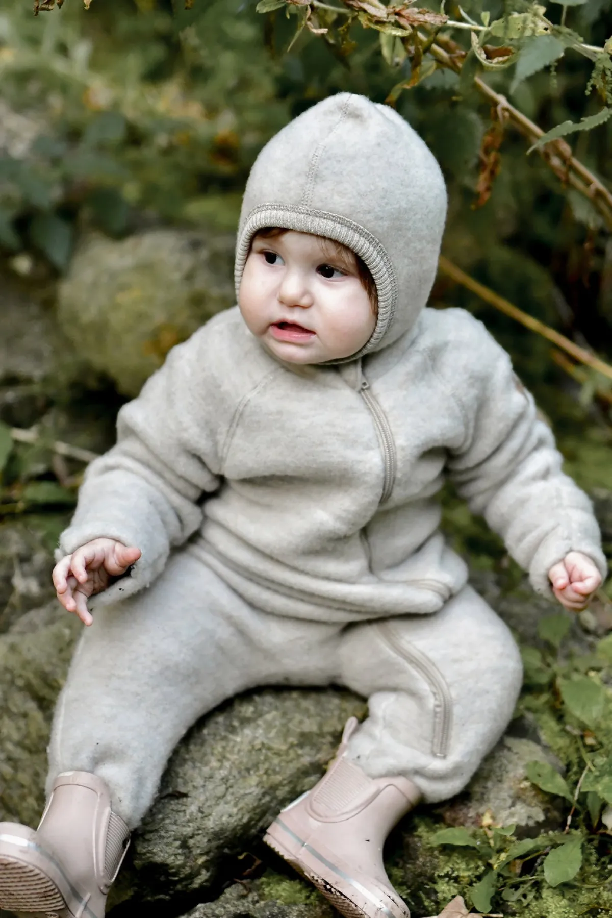 Børn MikkLine Heldragter|Uldtøj-Mikk-Line Ulddragt Merino, Melange Offwhite