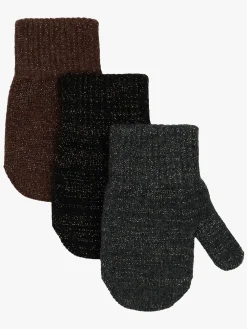 Tilbehør|MikkLine Mikk-Line Vanter Uldblanding 3-pak, French Roast-Black-Antrazite Grå/Brun/Sort