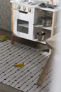 Gulvtæpper|Minitude Gulvtæppe Prikker 80x150, Hvid/Sort