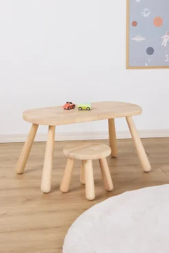 Børn Minitude Børnemøbler-Nordic Skrivebord med Rund Skammel, Natur