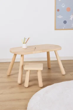 Børn Minitude Børnemøbler-Nordic Skrivebord med Firkantet Skammel, Natur