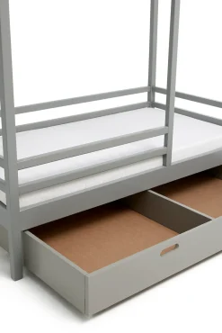 Børnesenge & Tilbehør|Minitude Nordic Jax Husseng 70x140 & BabyMatex Madras Soft Plus + Sengeskuffe, Grå