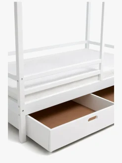 Børnesenge & Tilbehør|Minitude Nordic Jax Husseng 70x140 & BabyMatex Madras Soft Plus + Sengeskuffe, Hvid