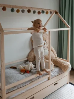 Børnesenge & Tilbehør|Minitude Nordic JAX Juniorseng 70x140, Natur Beige