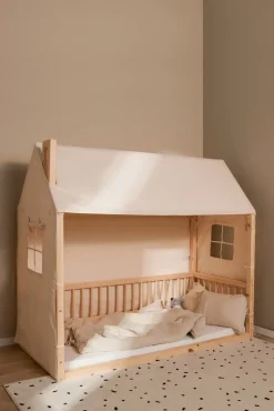 Børnesenge & Tilbehør|Minitude Nordic Mason Husseng 70x160 & BabyMatex Madras Soft Plus + Sengehimmel, Hvid