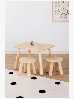 Børnemøbler|Minitude Nordic Rektangulært Bord & Runde Skamler, Natur