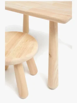 Børnemøbler|Minitude Nordic Rektangulært Bord & Runde Skamler, Natur