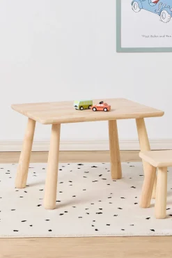 Børnemøbler|Minitude Nordic Rektangulært Bord & Runde Skamler, Natur