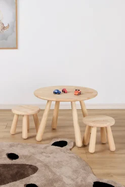 Børnemøbler|Minitude Nordic Rundt Bord & Runde Skamler, Natur