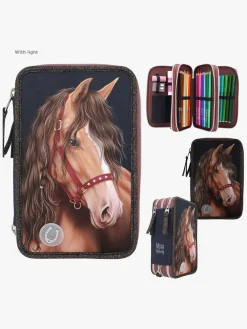 Kreativt Legetøj|MissMelody Miss Melody Tredelt Penalhus med LED-lys Glitter Horse