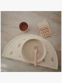 Mushie Spisetid-Dækkeserviet Silikone, Pink Flowers