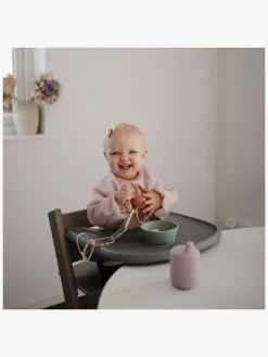 Spisetid|Mushie  Langærmet Hagesmæk, Blush Lyserød