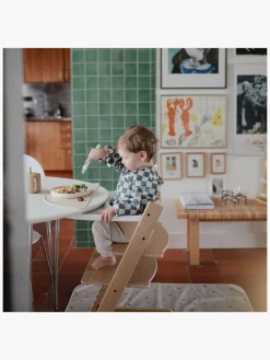 Spisetid|Mushie  Langærmet Hagesmæk, Olive Check Grøn/Beige