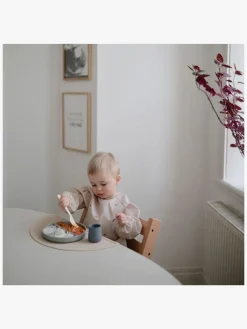 Spisetid|Mushie  Langærmet Hagesmæk, Rainbows Beige